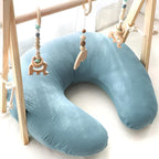 Hooyax Muslin Nursing Pillow Covers 2 Pack, Soft and Breathable Nursing Covers for Breastfeeding Pillows, Adorable Infant Feeding Pillow Slipcover for Baby Boy and Girls (Blue Ginger)