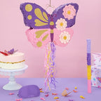 WERNNSAI Butterfly Piñata - Butterfly Birthday Party Supplies Pinata with Stick and Blindfold for Girls Kids Pull String Piñata Family Games Classroom Birthday Party Decorations 16.4” x 12.4”