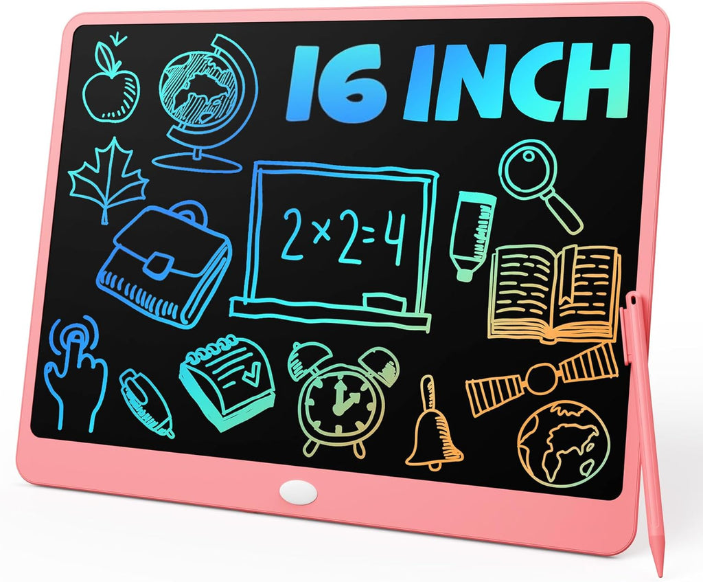 TEKFUN Easter Gifts for Kids, 16inch LCD Writing Tablet Drawing Board, Teen Girl Boy Gifts Age 10 and Up, Birthday Gifts for All Age Groups, Erasable Writing Tablet for Business Meeting (Pink)