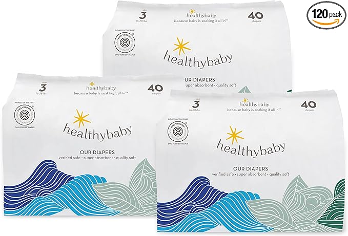 Our Diapers | EWG Verified Safe & Plant-Based Diapers | Leak Protection | Soft Organic Cotton Shell | Chlorine-Free Diaper for Sensitive Skin | Size 3 (16-28 lbs) 120 Count