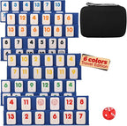 Mini Rummy Cube Game Set 6 Players with 6 Holders and 160 Rummy Tiles, Small Travel and Family Board Game for Adults and Kids