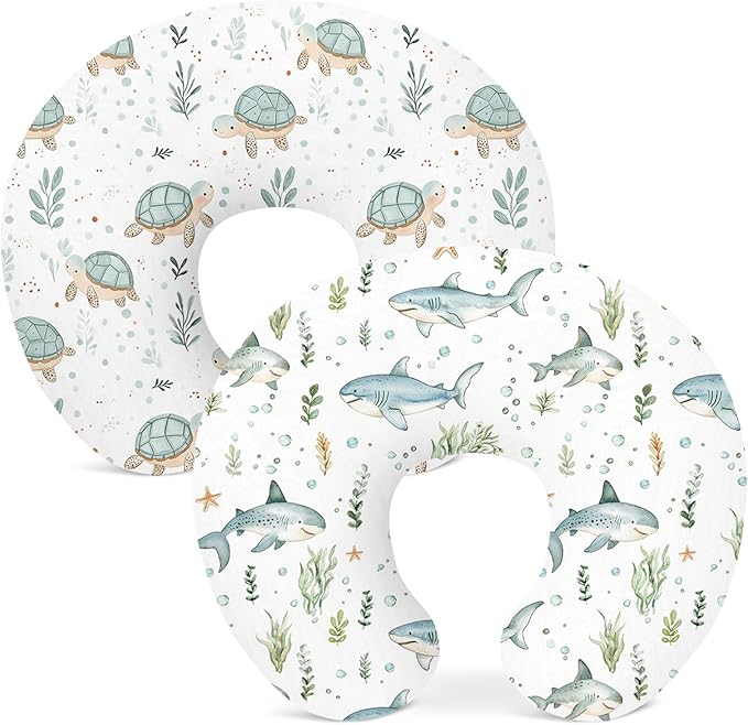 Nursing Pillow Covers 2 Pack, Breastfeeding Pillow Slipcovers Soft and Stretchy, Nursing Covers for Baby Girls Boys Newborn