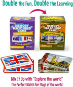 Menique Flags of The World Memory Matching Game – 100 Cards, 50 Countries to Match – Educational & Fun for Kids and Adults – Color-Coded by Continent – Learn Flags, Capitals, and Geography