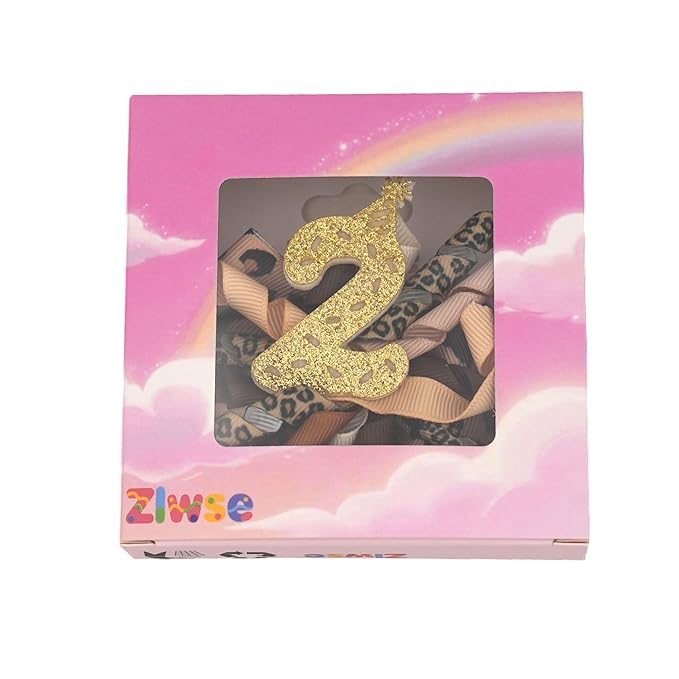 Birthday Hair Bow for Baby Girls 1 2 3 4 5 6 Years Sprinkle Decorations Party Hair Accessories for Two 2nd Birthday Leopard Print