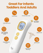 Ear Thermometer, Highly Accurate Thermometer for Kids, Adults and Toddlers, 32 Memory Recall, 1s Fast, 3 Color Fever Alarm with Mute Mode, 21 Disposable Probe Covers