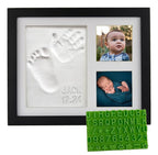 Baby Hand & Footprint Clay Keepsake Photo Frame Kit - w/Silicone Stencil for a Personalized Gift. Wood Frame, Wall/Table Mount. Perfect Registry, Baby Shower, New Mom, Birthday & Newborn Gift - Black
