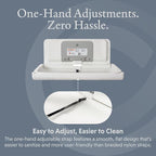 Foundations Ultra Horizontal Wall Mounted Baby Diaper Changing Station, Oversized Changing Surface, Plastic with Stainless Steel Hinge - White Granite (200-EH-03)