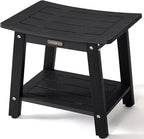 HDPS Shower Stool Waterproof, Bench Seat for Shaving Legs, Plastic Chair for Inside Shower, Foot Rest With Adjustable Feet, Non-Slip/No Maintenance, Black