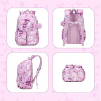 Kids Backpack for Girls School Bags for Middle School Students Book Bag for Elementary Primary Kawaii Ita Backpack, Purple Butterfly