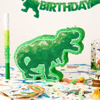 WERNNSAI Dinosaur Piñata - Watercolor Green Dinosaur Piñata Birthday Piñata with Stick and Blindfold for Kids Birthday Party Game Classroom Activities Dinosaur Themed Party Decor(16.9’’ x 12.9’’)