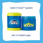 Whiskware Disney Pixar Stackable Polypropylene Snack Containers for Kids and Toddlers, 3 Stackable Snack Cups for School and Travel, Toy Story Buzz Lightyear