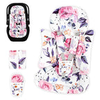 Pea Pod Infant Car Seat Insert with 3 Strap Covers, 3 in 1 Reversible Floral Baby Car Seat Head Support for Newborn, 3D Soft Minky Carseat Cushion for Preemie to Infant, Stroller, Swing, Bouncer