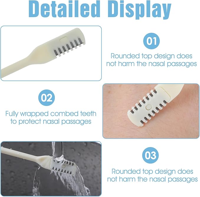 3Pcs 2-in-1 Nasal Hair Cutter Nostril Hair Remover Tool Portable Manual Mens Nose Hairs Trimmer Suitable for Men and Women with Soft Cleaning Brush (Cream)