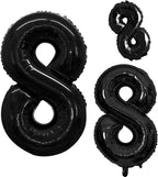 GOER Black Foil Balloons Number 8,Huge Number Balloons for 8th 18th 28th 38th 48th Birthday Party Supplies Anniversary Decorations (3 pcs,42 inch,32 inch,16inch)