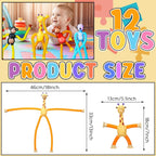 12 Pack Telescopic Suction Cup Toys, Monkey Dog and Giraffe Sensory Toys Fidget Toys Fun Stocking Stuffers for Teens (Luminous)