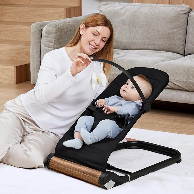 Baby Bouncer Chair - Comfortable Support for Your Little One's Blissful Moments (Normal, Black)