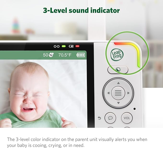 LeapFrog LF915HD Baby Monitor, 5” 720p Screen, 360° Pan & Tilt with 8X Zoom Camera, Color Night Vision, Night Light, Two-Way Intercom, Secure Transmission No WiFi