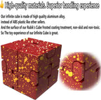 Metal Fidget Toys Infinity Cube for Men Gadgets Anxiety Stress Relief Aluminum Alloy Material (RED & Yellow)