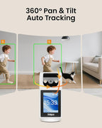 Anlapus C520M 5MP PT Plug-in Indoor Security Camera with 2.8 inch HD Screen, 3K Pet Camera with Phone App, 360 View, 2-Way Talk, AI Person/Motion/Pet Detection, Auto Tracking, for Pet Baby Elderly