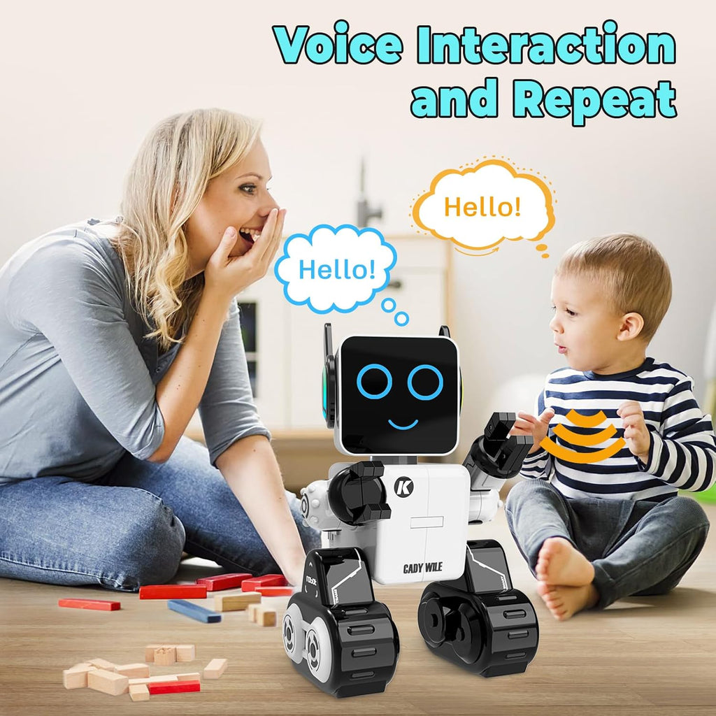 okk Robot Toys for Kids, Programmable Remote Control Robot, Interactive Toys with Coin Bank, LED and Tray, Walking Talking Singing Dancing Gift for Boys Girl（White）