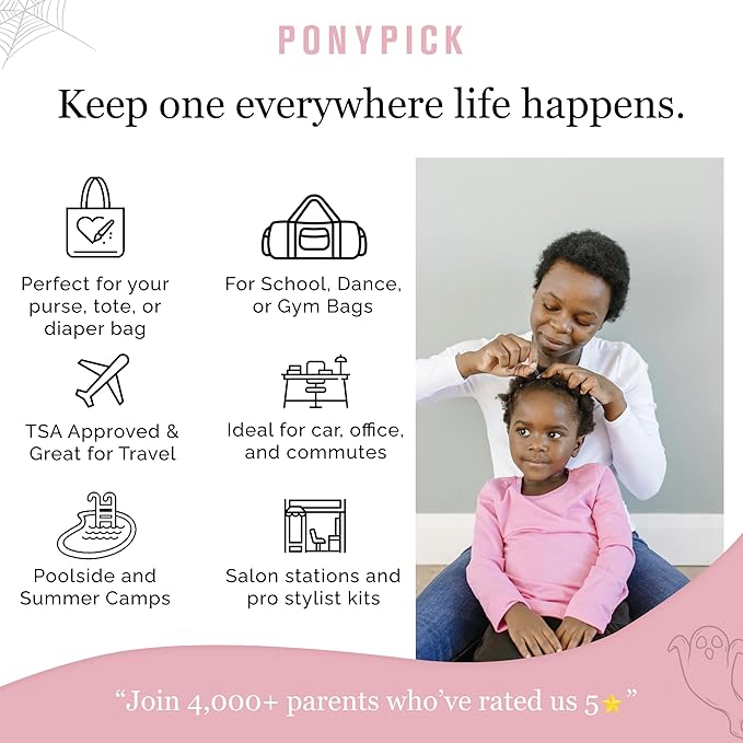 Hair Elastic Rubber Bands Cutter - Easy To Use, Pain-Free, No Hair Damage - Ponytail Tool for Kids & Toddlers (3 Packs & 50 Clear Elastics)