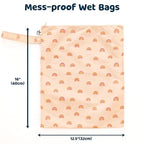 Tiny Twinkle Mess-Proof Waterproof Wet Dry Bag | 2-Pack Reusable Wet Bags for Swimsuits & Baby Clothes | Leakproof Wet Bag for Travel & Diaper Changes for Baby (Boho Rainbow)