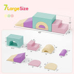 Soft Foam Climbing Blocks Set – Large 5-in-1 Soft Play Toys Crawling & Sliding Climbing Arch for Toddlers, Foam Playset for Nursery,Preschool,Pink