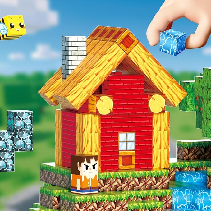 200pcs Magnetic Blocks, Magnetic Building Blocks Set, Kids Sensory Toy for Toddlers STEM Learning, Stacking Magnets for Kids，0.8" Large Size