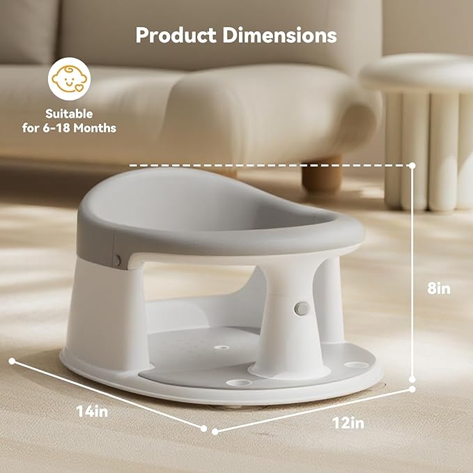 Baby Bath Seat for Babies 6 Months & Up - 360°Protection Bath Seats for Babies Sitting Up | Baby Infants Bath Chair with Temperature Alert & Cushion | Toddler Bath Seat Newborn Baby Bathtub Seat