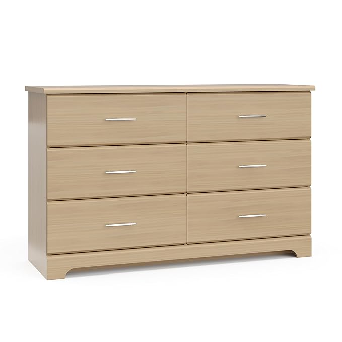 Storkcraft Brookside 6-Drawer Dresser (Driftwood) – GREENGUARD Gold Certified, Wood Dresser for Bedroom, Kids & Nursery Storage Chest, Safety Interlocking Drawers, Pre-Installed Tracks, Kids Chest