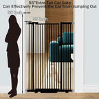 55.1 Inch Tall Baby Gate Auto Close Dog Gate Adjustable 29.92"- 48.03" Wide Pressure Mounted Walk Through Swing Pet Gate for Doorways (Black, 29.92"- 48.03")