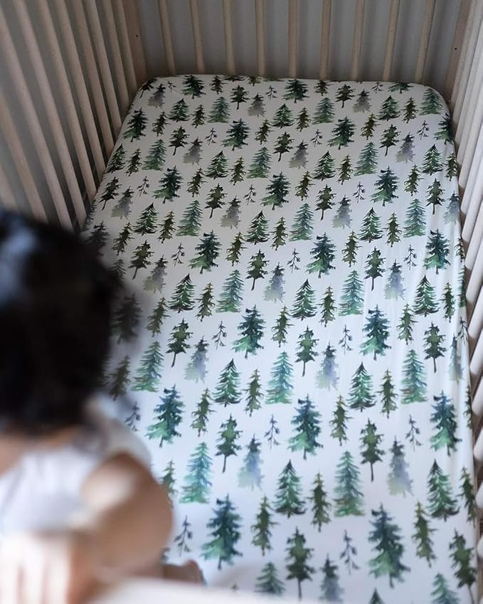 Crib Sheets Neutral - Fitted Baby Crib Sheets Bed for Girl Boy - 2 Pack Standard & Toddler Mattress (Woodland Forest Animals) - Buttery Soft Organic Cotton Blend