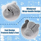 Fairy Baby Newborn Baby Winter Snowsuit Bear Thick Romper Footie Double Zip Hooded Jumpsuit Fleece Coat Infant Boy Girl 0-12M