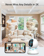 blurams Security Camera 2K, Baby Monitor Dog Camera 360-degree for Home Security (White-2Pack)