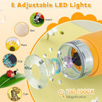 Microscope for Kids, Ahalfcit Microscope with 2'' Inch Screen -1000X Zoom Portable Camera, Birthday for 3 4 5 6 7 8 9 0 11 12 Years Old Kids,Science Educational Toys - Yellow