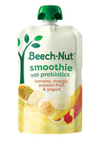 Beech-Nut Toddler Smoothies with Prebiotics, Banana Mango Passion Fruit & Yogurt Baby & Toddler Food Pouches, 3.5 oz (12 Pack)