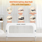 Bed Guard Rail for Toddlers - 47" Adjustable Heights & Folding up Portable Bed Railing for Baby - Toddler Bed Rails Guard for Crib, Twin, Bunk,Full Size, Queen & King Bed (White)