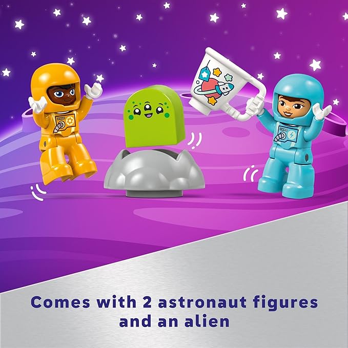 LEGO DUPLO 3 in 1 Space Shuttle Adventure Rocket Ship Building Set, Kids Educational Space Discovery Toy for 3-Year-Olds and Up, Develops Preschool Kids’ Learning and Fine Motor Skills, 10422
