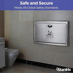 Panda Care Stainless Steel Recessed Mounted Baby Changing Station, Heavy Duty Foldable Diaper Changing Table with Liner Dispenser and Adjustable Safety Belt for Commercial and Business