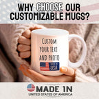 Ship Next Day Custom Mug Design Your Own Photo Text Personalized Picture Gifts for Women Men Customized Gift Idea Personalized Coffee Mugs 11oz White Handle