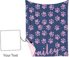 Personalized Baby Blankets for Girls, Custom Name Pink Dog Paws Pattern Baby Blanket, Soft Minky Dot Blanket for Newborns and Toddlers, Ideal for Baby Showers Christmas Brithday Gifts