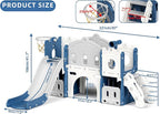 XJD 7 in 1 Toddler Slide Set, Kids Slide for Toddlers Age 1+, Toddler Climber Slide PlaySet with Basketball Hoop and Ball,Outdoor Indoor Playground for Toddlers 1-3 (Blue)