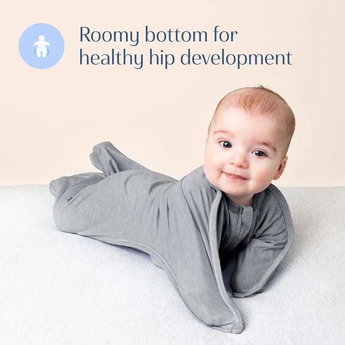 SleepingBaby Zipadee-Zip Transition Swaddle - Cozy Baby Swaddling Blanket with Zipper Convenience - Roomy Wearable Blanket for Easy Diaper Changes - 12-24 Month - Hall of Fame Grey Heather