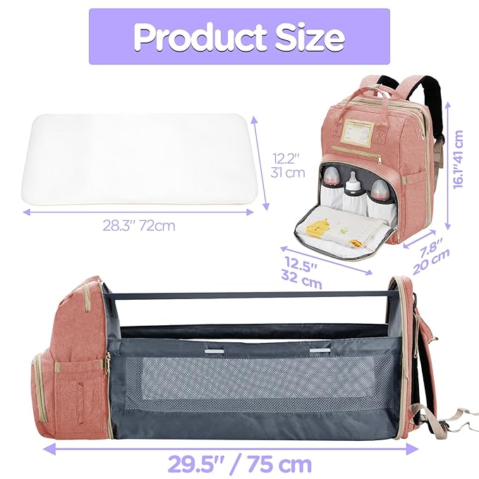 6 in 1 Diaper Bag Backpack with Pad Shower Gifts Travel Bags for Registry Search Boys Girls Bags Newborn Essentials Accessories Stuff Unisex Dad Mom Mens