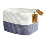 COMFY-HOMI Medium Cotton Rope Basket With Handles for Shelves|Dog Toy|Baby Gift Basket Empty for Organizing|NEW Generation 13.5" x 11" x 9.5" Living Room (Navy Blue)