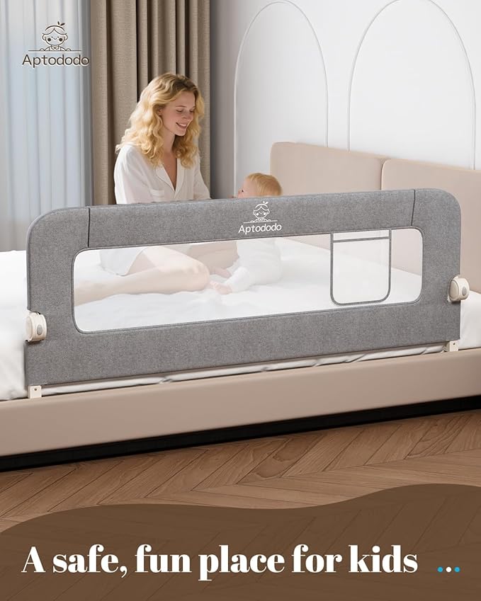 47" Upgraded Bed Rails for Toddlers with U-Shape Base, Toddler Bed Rails with More Stable and Secure,Suitable for Twin,Full,Queen Size Bed,High/Low Mattresses, Box/Platform Bed(Gray)