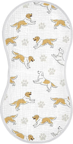 1 Pack Muslin Burp Cloths Golden Dogs Paw Prints White Cotton Baby Burp Cloths Ultra Absorbent and Soft Burping Cloth for Newborn Boys Girls 22x11 Inch