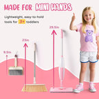 Kids Cleaning Toy Set,Pink Mini Spray Mop Montessori Toys Pretend Play Cleaning Tool for Toddlers with Spray Mop & Kids Broom Dustpan Set Cleaning Toys Gift for Toddlers Girls Boys Age 3+