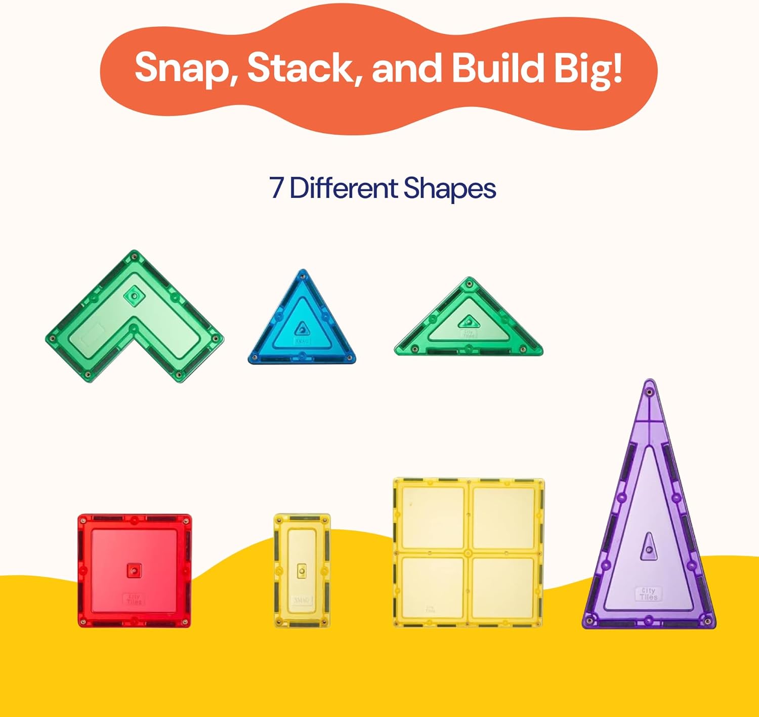 PLAYVIBE Magnetic Tiles 60 Pcs - 3D Magnet Toys for Kids 3+ - STEM Building Blocks - Toddler Learning Essential for Home & Classroom, Boys & Girls - Sensory Toys - Magnetic Blocks