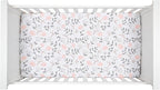 Lambs & Ivy Petals White/Pink/Gray Floral 100% Cotton Fitted Crib/Toddler Sheet